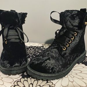 Velvet Combat Boots